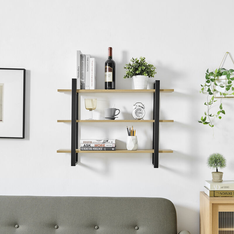 Rio Three Tier Modular Floating Bracket Wall Shelf - Chestnut