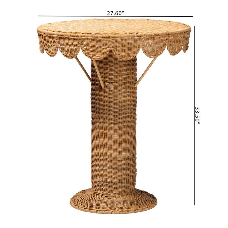 bali & pari Pabla Bohemian Light Honey Rattan Scalloped Console Table