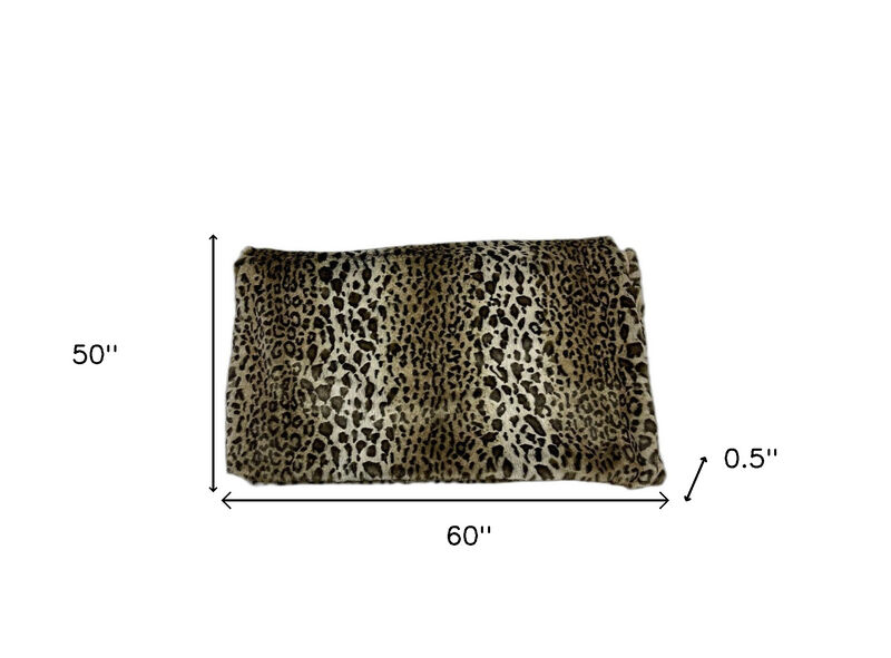 HomeRoots 50" X 60" Black Brown And Beige Leopard Faux Fur Plush Throw Blanket image number 2
