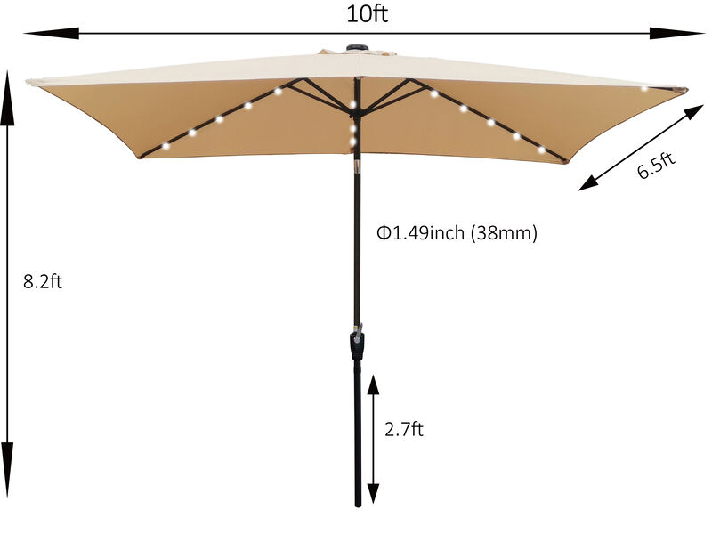 Streamdale Patio Solar Lighted Umbrella w/ Crank (6.5' x 10')