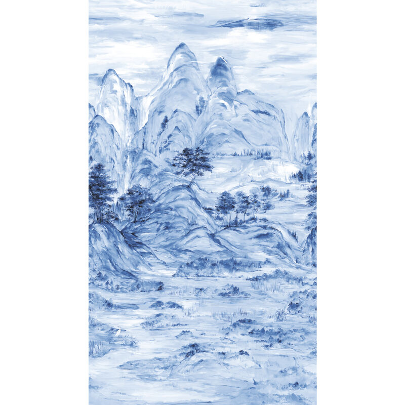 Misty Mountain Blue Wall Mural (Set of 2) image number 0