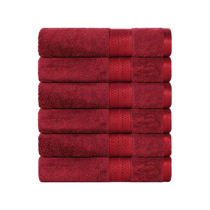 Heavyweight 6 Piece Hand Towel Set with Plush Rayon Blend Fabric