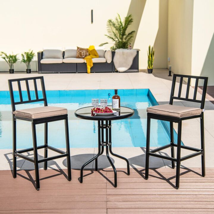Hivvago Patio Bar Chairs with Detachable Cushion and Footrest