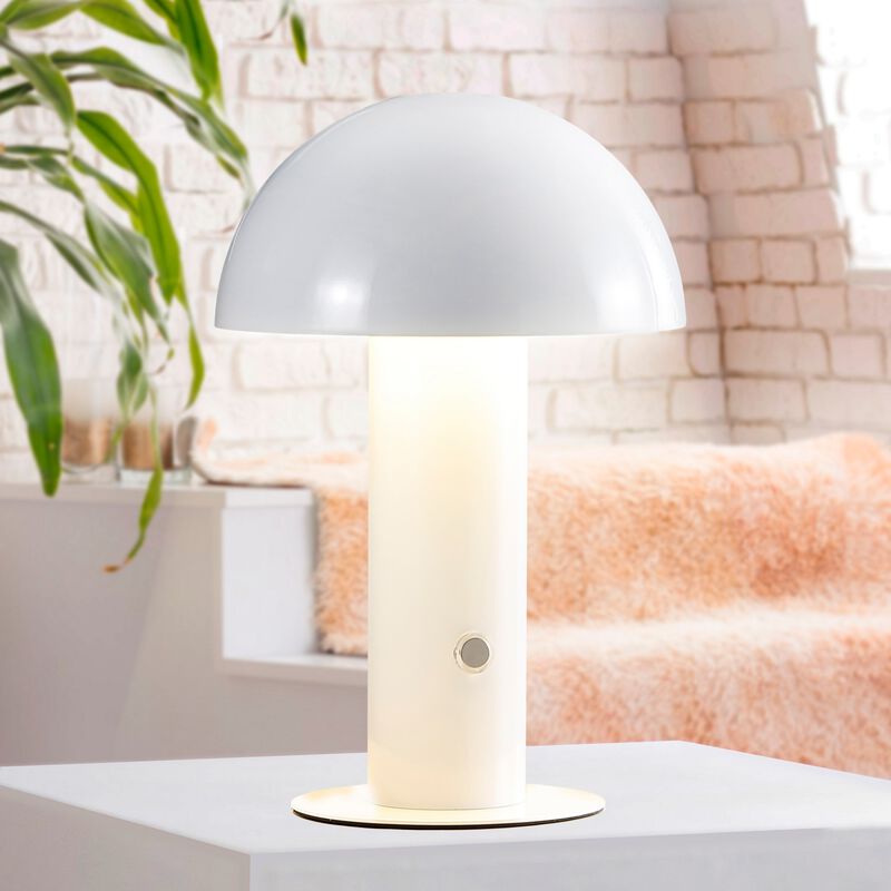 Boletus Contemporary Bohemian Rechargeablecordless Iron Integrated LED Mushroom Table Lamp