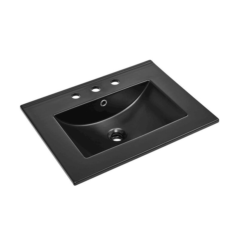 24" Ceramic Vanity Top with 8" Widespread Faucet Holes in Matte Black image number 2
