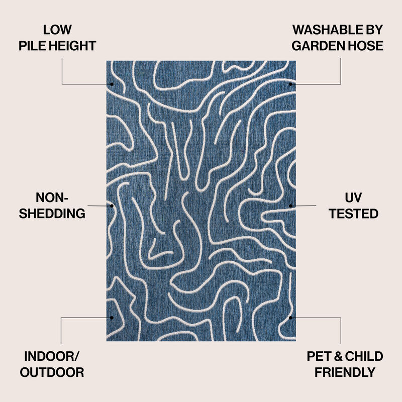 Nolan Modern Coastal Organic Shapes Indoor/Outdoor Area Rug