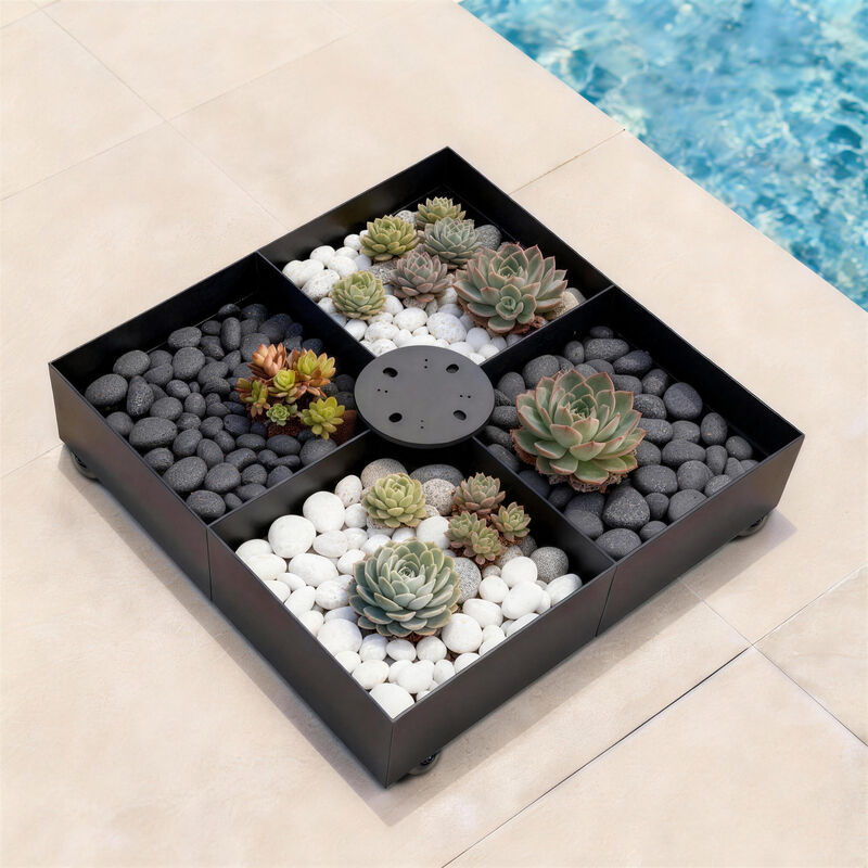 Mondawe 1100 LBS Heavy Duty Umbrella Base with Wheels Steel Outdoor Offset  Cantilever Umbrella Weight Base image number 1