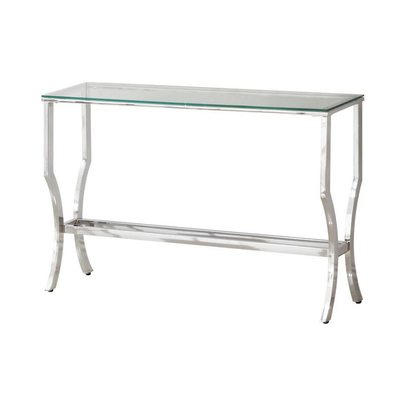 Coaster Co. of America Saide Rectangular Sofa Table with Mirrored Shelf Chrome