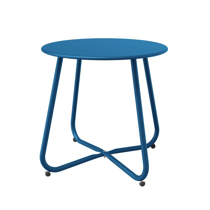 Mondawe 18" Galvanized Patio Steel Side Table,Powder-Coated, UV/Rust-Proof,W/ Adjustable Foot Pads