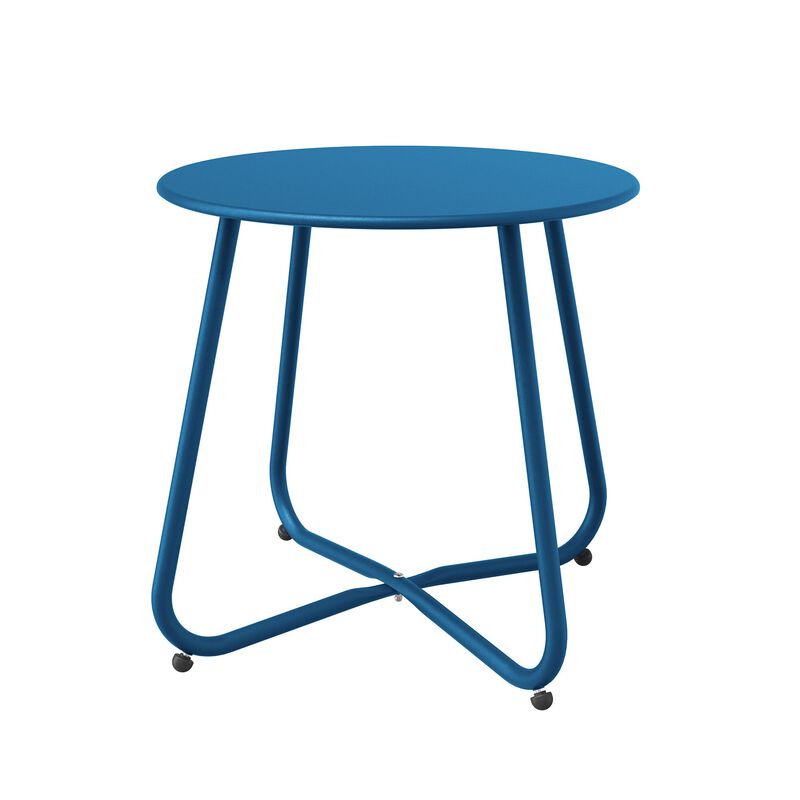 Mondawe 18" Galvanized Patio Steel Side Table,Powder-Coated, UV/Rust-Proof,W/ Adjustable Foot Pads