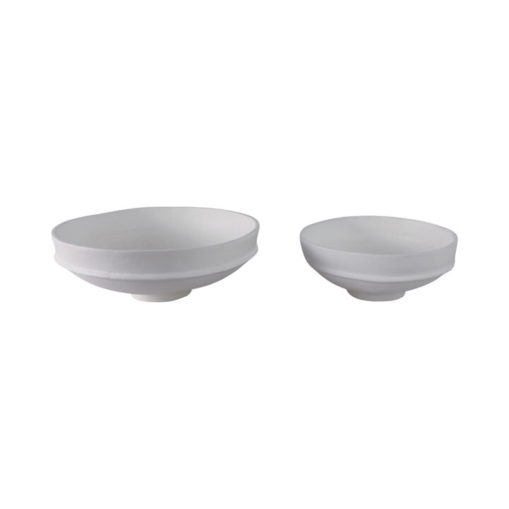 White Pedestal Bowl (Set of 2)