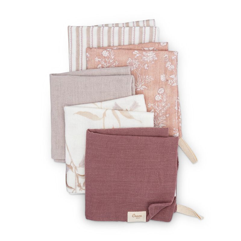 Violet 5-Piece Cotton Baby Washcloth Set image number 2