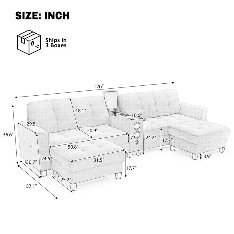 Jednel U-shaped Sectional Sofa image number 9