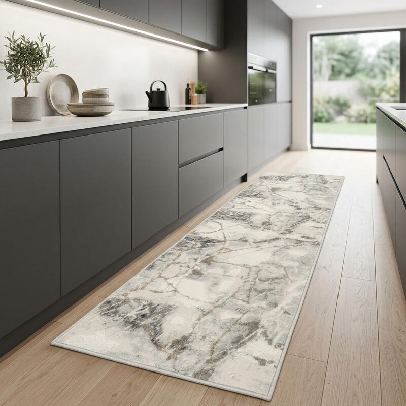 HomeRoots Abstract Non Skid Runner Rug image number 1