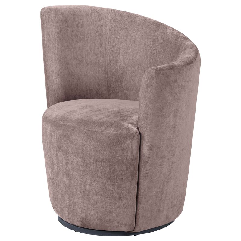 Gecy Swivel Accent Chair, Mauve Pink Velvet Upholstery, Curved Back image number 4