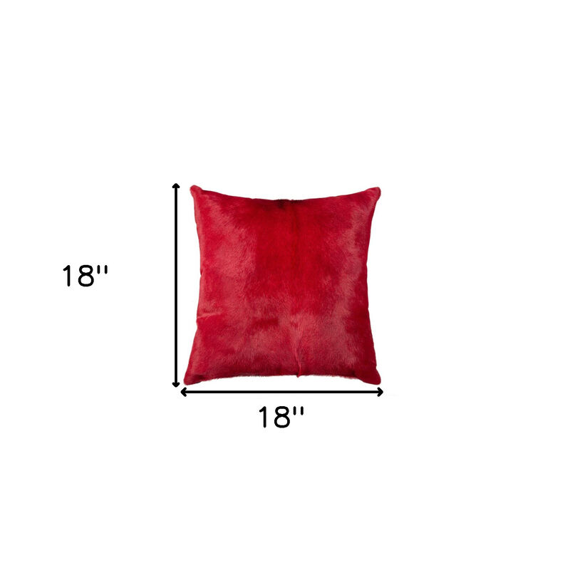 HomeRoots 18" Wine Cowhide Throw Pillow image number 2