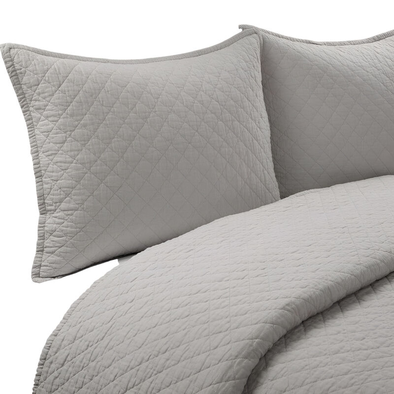 Lightweight Cotton Linen Textured Reversible 3-Piece Quilt Set