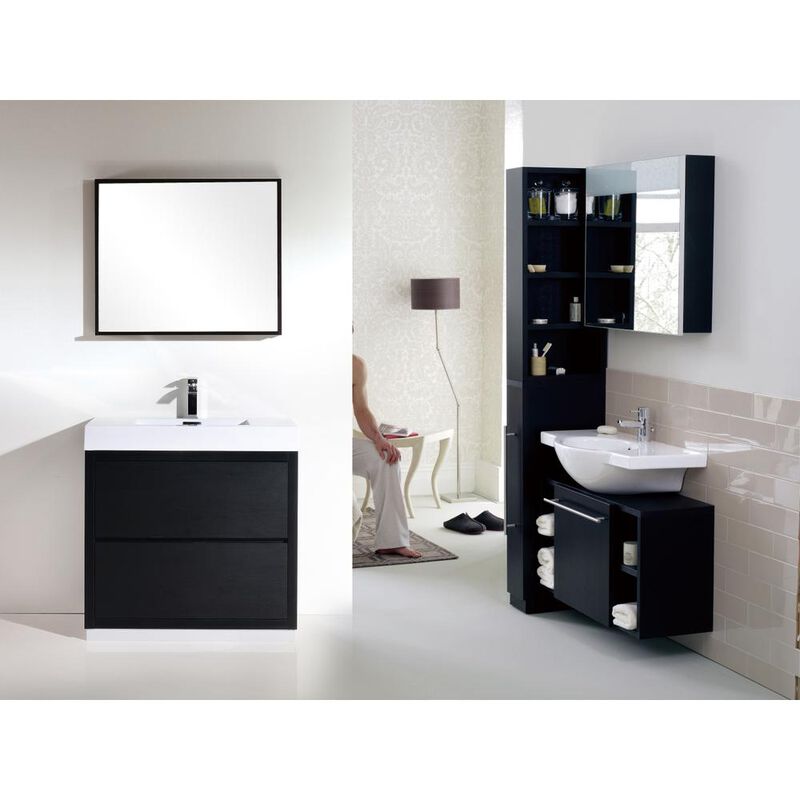 Kubebath Bliss 40 Black Free Standing Modern Bathroom Vanity