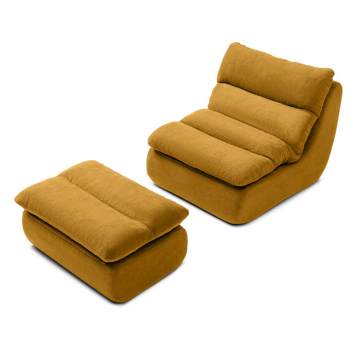 Merax Ergonomic Floor Lounge Sofa with Ottoman