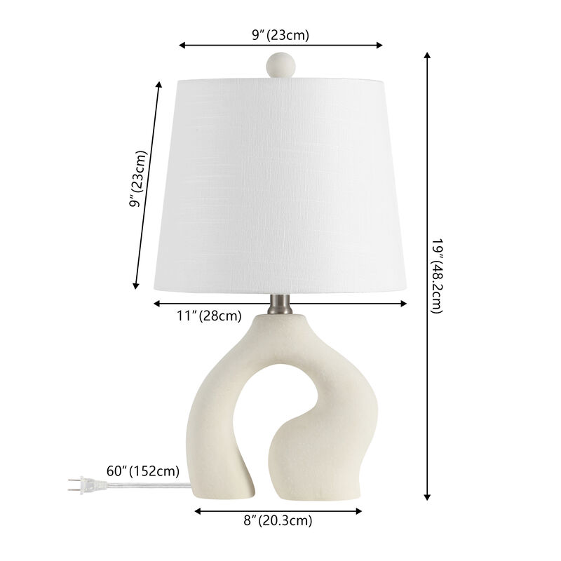 Tula 19" Scandinavian Minimalist Ceramic Arch LED Table Lamp