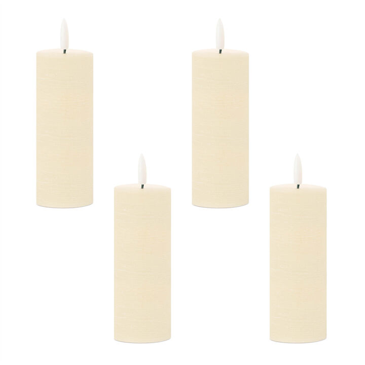 HomeRoots Set of Four Unscented Candle Flameless Pillar Candles