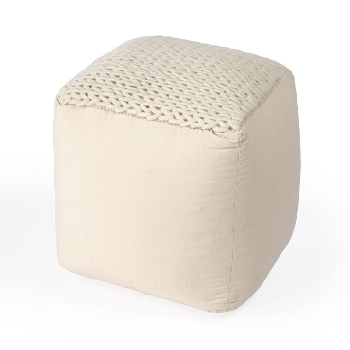 Butler Specialty Fernandos Woven Pouffe, Cream, Ivory