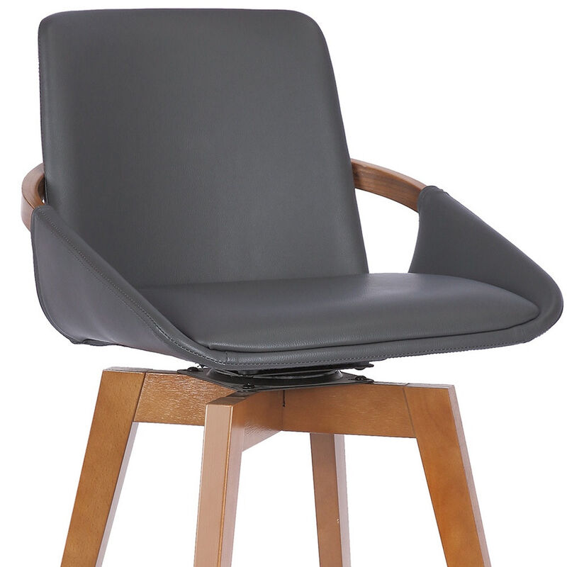 Hivvago 27 Inch Gray And Brown Iron Swivel Counter Height Bar Chair