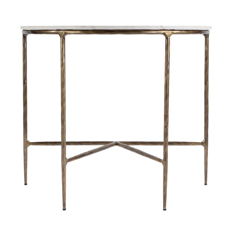 Butler Specialty Evelyn 36.5 in. W Demilune Marble and Iron Console Table, White