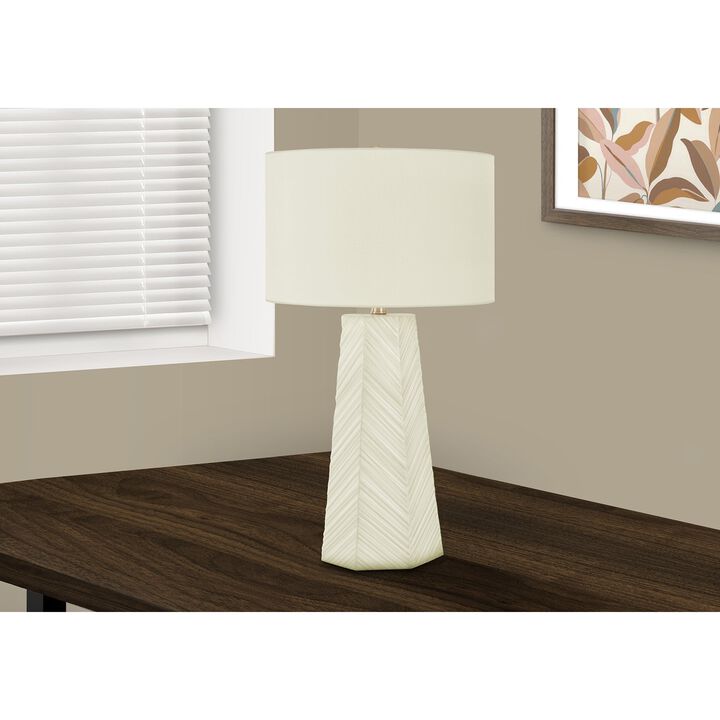 Monarch Specialties I 9614 - Lighting, 29"H, Table Lamp, White Ceramic, Ivory / Cream Shade, Contemporary
