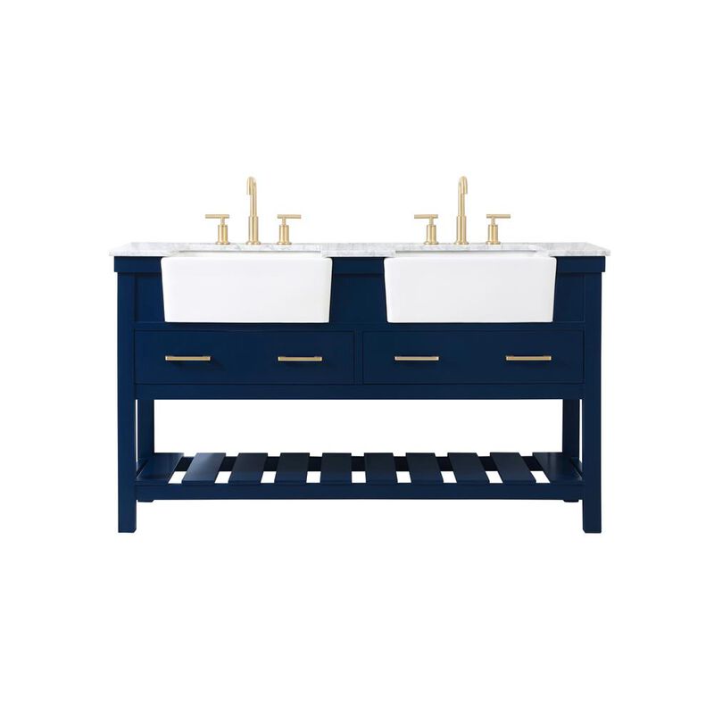 Elegant Kitchen and Bath 60 inch double bathroom vanity in blue