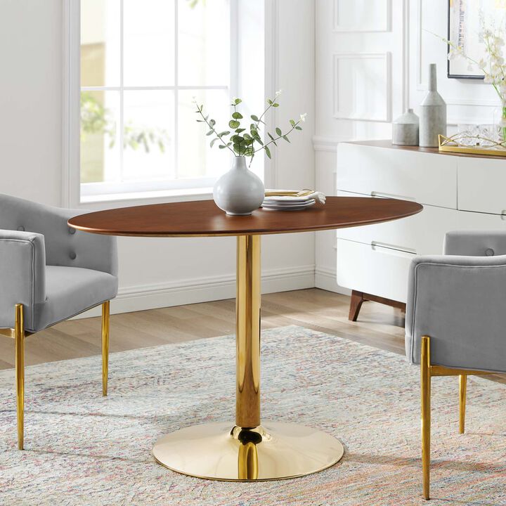 Modway - Verne 48" Oval Dining Table Gold Walnut