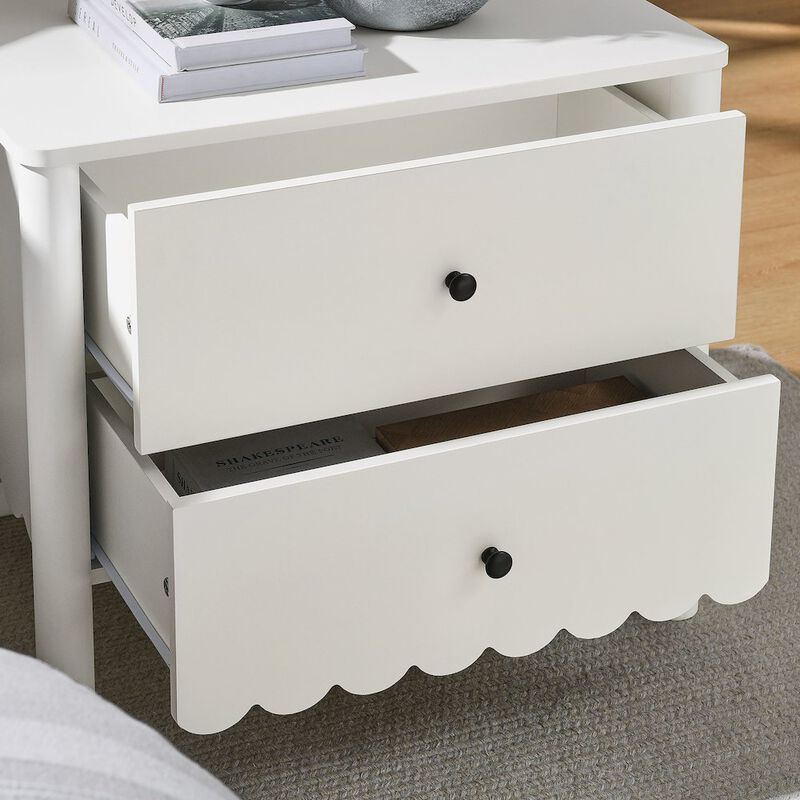 Modway Emmeline Scalloped 2-Drawer Nightstand in White image number 8