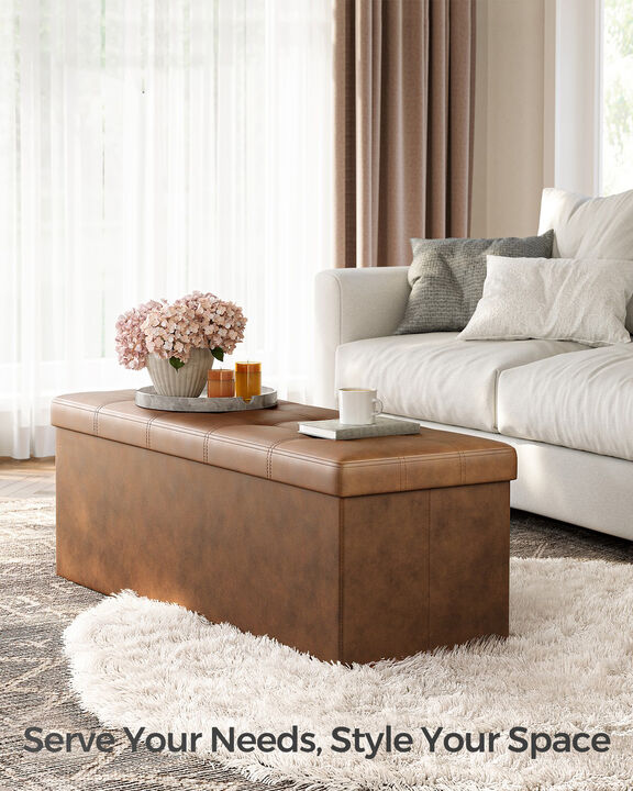 43 Inch Foldable Storage Ottoman Bench for Living Room Bedroom