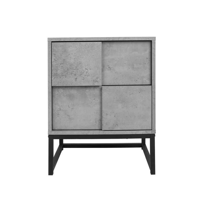 2 Drawer Nightstand, Geodesic elements, cement grey, for bedroom, living room and study