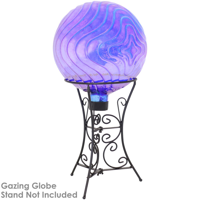 Sunnydaze Blue Peaceful Waves Rippled Glass Gazing Globe - 10 in