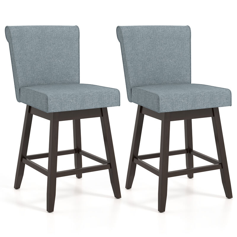 Counter Height Bar Stools Set of 2 with Solid Rubber Wood Legs