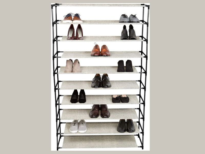 Shoe Rack 10 Tier 50 Pair Beige Freestanding Holds Up 100 Individual image number 1