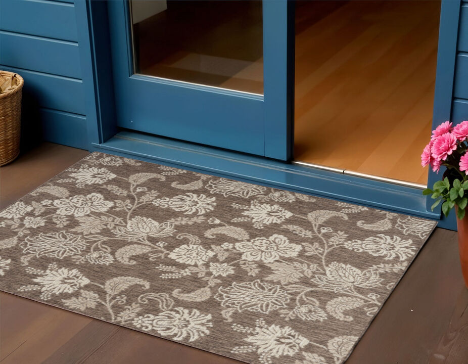 HomeRoots Floral Indoor Outdoor Area Rug