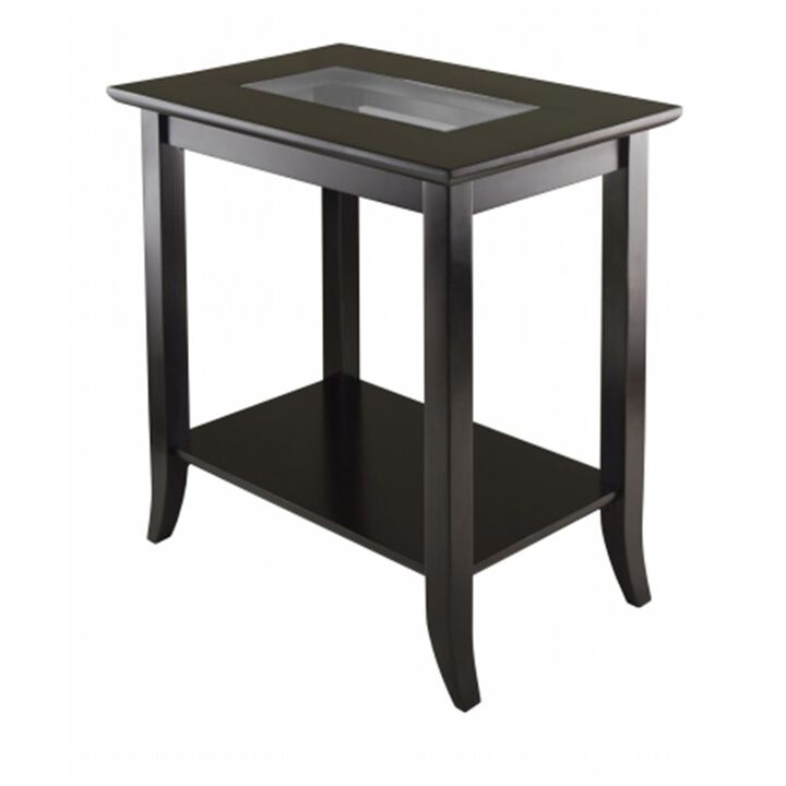 Winsome Trading  Genoa Recugular End Table with Glass Top and shelf