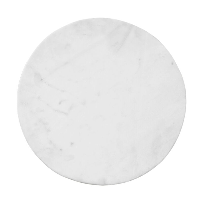 Port Blair Side End Table, Round White Genuine Marble Top with Handcrafted Mango Wood 16.5 Inch image number 6