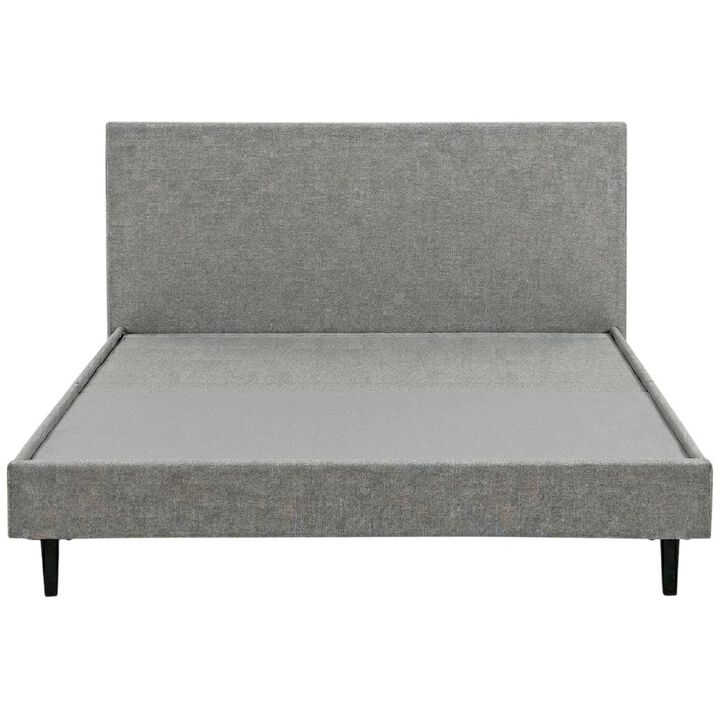 Fabric Queen Bed with Platform Design and Plush Upholstery