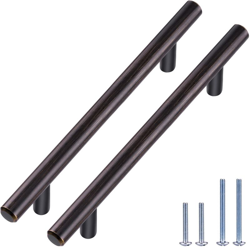 20 Pack Bronze Solid Cabinet Handles Drawer Pulls, 7.38-inch/187mm Length (5-inch Hole Center) Door Handle (1/2-inch Diameter) K