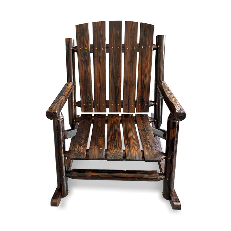 Rustic Log Wooden Rocking Chair, Handcrafted Solid Fir Wood Outdoor Rocker for Porch, Patio, Heavy-Duty 700 LBS, Weather-Resistant Finish, Natural Charm
