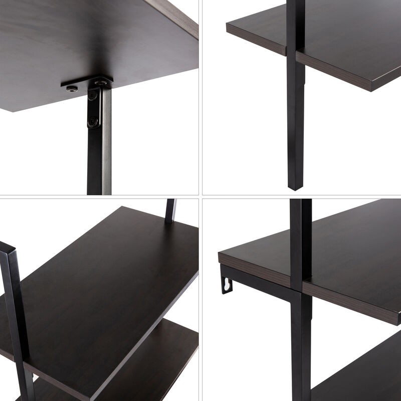 Madera  Industrial 5-Shelf Wood Wall-Mounted Open Ladder Bookcase