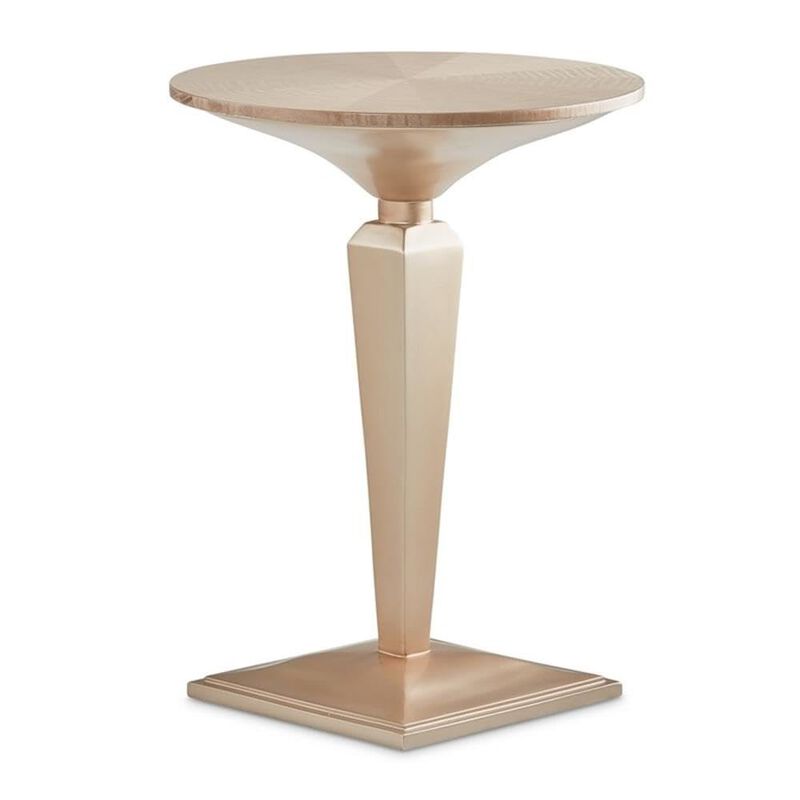 Michael Amini Malibu Crest Round Pedestal Tea Table - Chardonnay