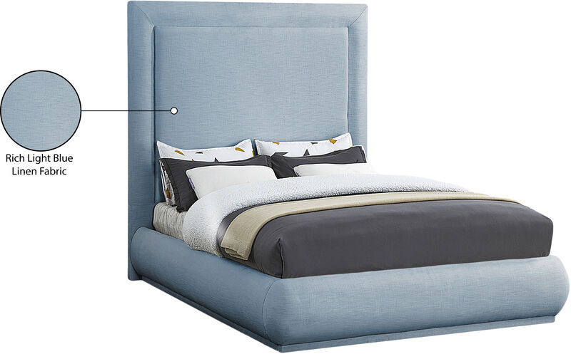 Meridian Furniture Brooke Light Blue Linen Textured Fabric King Bed image number 8