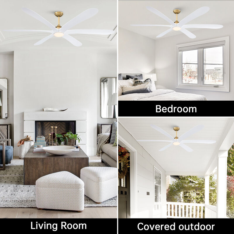 72 in. Gold Reversible 6-Speed Ceiling Fan with Light and Remote