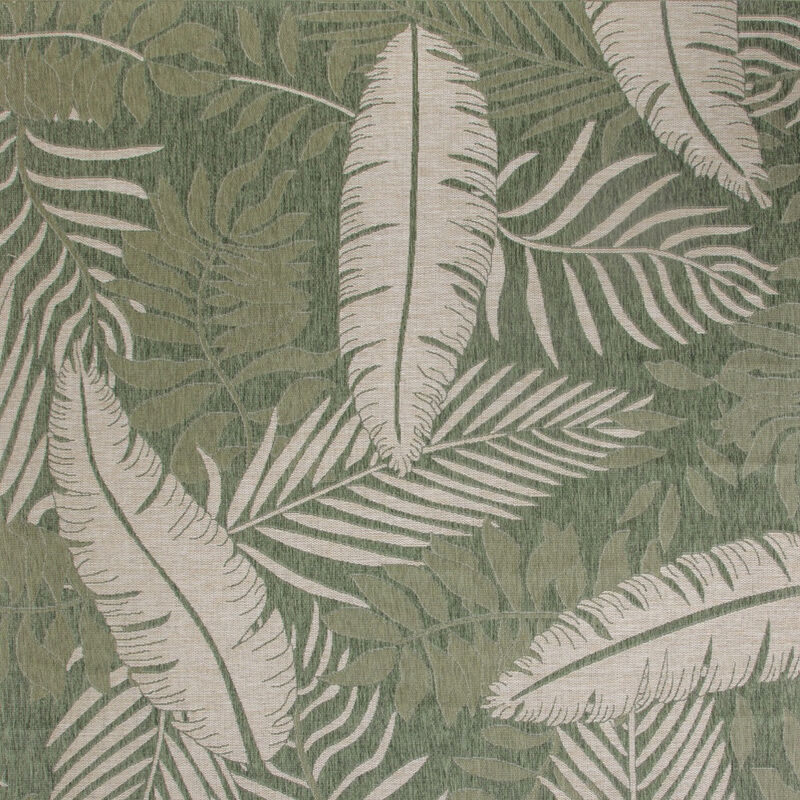 HomeRoots 8' X 10' Ivory And Green Palm Leaf Indoor Outdoor Area Rug image number 2