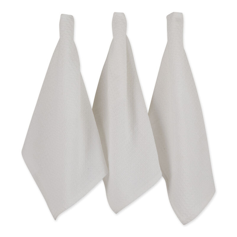 Set of 6 White Recycled Cotton Waffle Dish Towel  26"
