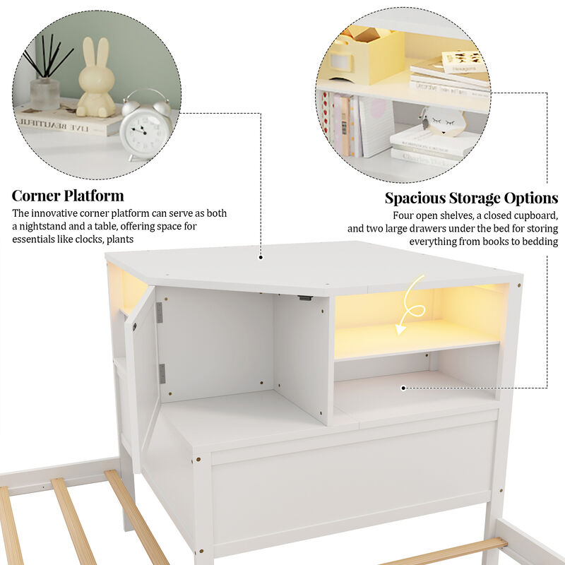 Merax L-Shaped 3-in-1 Multi-functional Combination Bed image number 2